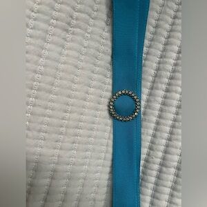 J.Crew (Black Label) turquoise Fabric Ribbon Belt With Rhinestone Buckle